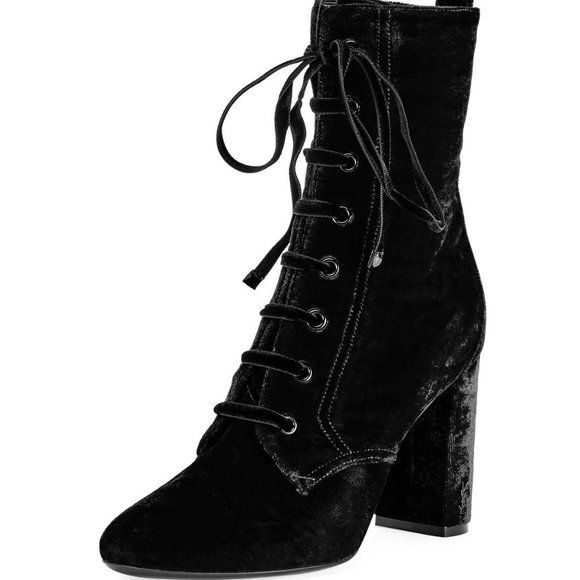 Saint Laurent LouLou Velvet Lace-Up Boot 38.5 - Picture 1 of 5